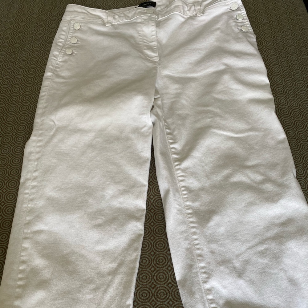 Talbots Wide Leg Cropped Sailor White Denim